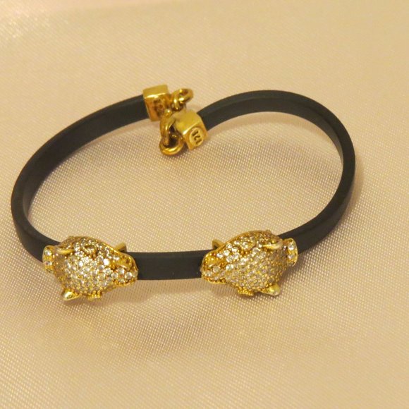 Sterling Silver 18k Plated Panter Cz Bracelet - Picture 1 of 2